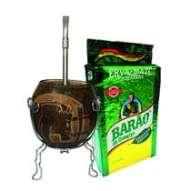 Kit Chimarrão Cuia Boca Simples 127 + Erva Barão 500g Escolha o Sabor