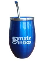 Kit Chimarrão CUIA COPO Alumínio Com Tampa Bomba AÇO INOX Cor:AZUL COPO MATE IN BOX
