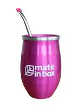 Kit Chimarrão CUIA COPO Alumínio Com Tampa Bomba AÇO INOX Cor:ROSA COPO MATE IN BOX