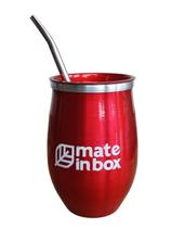 Kit Chimarrão CUIA COPO Alumínio Com Tampa Bomba AÇO INOX Cor:VERMELHO COPO MATE IN BOX