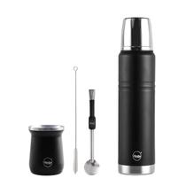 Kit Chimarrão Garrafa Térmica 1L + Cuia Bomba Inox com Rosca Preto - Mokha Kit Chimarrão Garrafa Térmica 1L + Cuia Bomba Inox com Rosca Preto - Mokha