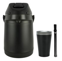 Kit Chimarrão Garrafa Termica 2,5l Copo Bomba Achatada