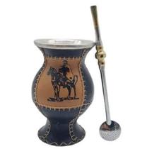 Kit Chimarrao Gaucho C/ Cuia Couro + Bomba Luxo Tradicional Cod 188 Kit Chimarrao Gaucho C/ Cuia Couro + Bomba Luxo Tradicional Cod 188