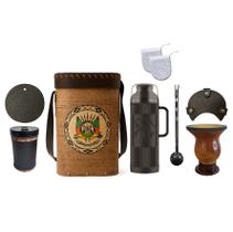 Kit Chimarrão Mateira Cuia Bomba Garrafa Térmica 8 peças 1L