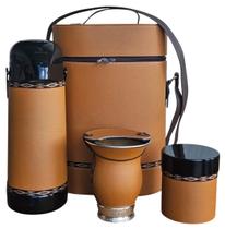 Kit Chimarrão MATEIRA MASCULINA FECHADA 5 PEÇAS Ziper Caramelo