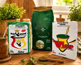 Kit Chimarrão Premium -Yacuy + Rei Verde + Vier-3 Unidades de 500G Kit Chimarrão Premium -Yacuy + Rei Verde + Vier-3 Unidades de 500G