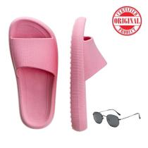 Kit Chinelo Comfy Nuvem Slite Rosa + Oculos Hexagonal Atemporal