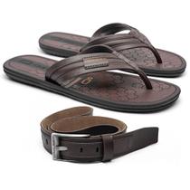Kit Chinelo Danper + Cinto Ajustável Marrom Masculino Kit Chinelo Danper + Cinto Ajustável Marrom Masculino