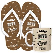 Kit Chinelo e Caneca de Cerâmica 325ML Boys Rules - Régra do Pai