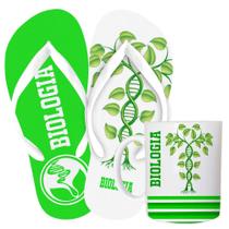 Kit Chinelo e Caneca de Cerâmica 325ML Chinelo Biologia Verde