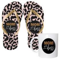 Kit Chinelo e Caneca de Cerâmica 325ML Mom Boss