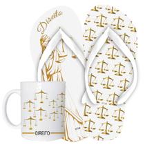 Kit Chinelo e Caneca de Polímero 325ML Direito Justiça