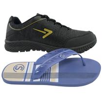 Kit Chinelo E Tenis Esportivo Masculino Macio Confortavel Leve Antiderrapante Moderno Estiloso