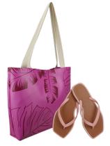 Kit Chinelo Feminino e Bolsa Moda Praia