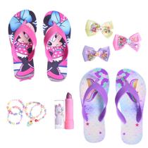 kit Chinelo Feminino Infantil Meninas Minnie Sereia Casual +Laço +Pulseira+Batom kit Chinelo Feminino Infantil Meninas Minnie Sereia Casual +Laço +Pulseira+Batom