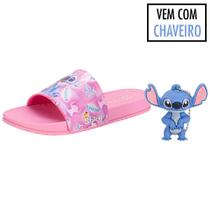 Kit chinelo infantil slide disney e chaveiro stitch grendene kids 23406