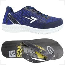 Kit Chinelo Masculino e Tenis Box 200 Esportivo Macio Confortavel Antiderrapante Ergonomico Moderno