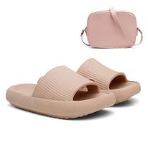 Kit Chinelo Nuvem Slide + Bolsa Feminina Alça Transversal