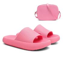Kit Chinelo Nuvem Slide + Bolsa Feminina Alça Transversal