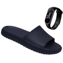 Kit Chinelo Nuvem Slide Original Feminino e Masculino Leve E Macio + Relógio Digital