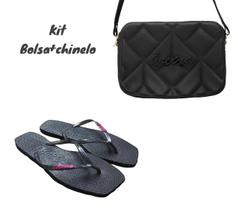 Kit chinelo rasteirinha e bolsa alça transversal ancora Kit chinelo rasteirinha e bolsa alça transversal ancora
