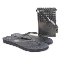 Kit Chinelo Tropical Brasil Estampado Slim + Bolsa Feminino