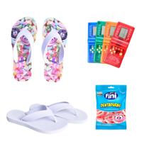 kit Chinelos Infantil Bala Fini Menino Menina Masculino e Feminino + Doce + Game Boy