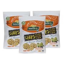 Kit Chips de Arroz Integral Sem Glúten Lemon Peper - Natural Life 3 Unidades 70g