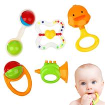 Kit Chocalho Bebê Brinquedo Sensorial Educacional Infantil