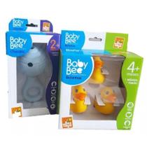 Kit Chocalho e Mordedor Bola + 3 Patinhos para Banho do Bebê - Bee Toys