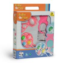 Kit Chocalho e Mordedor Infantil 449 Pica Pau Cor Rosa Kit Chocalho e Mordedor Infantil 449 Pica Pau Cor Rosa