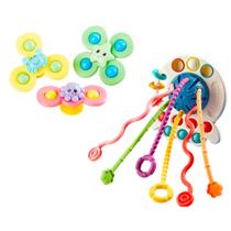 Kit Chocalho Mordedor + 3 Spinner Baby Interativo Montessori Kit Chocalho Mordedor + 3 Spinner Baby Interativo Montessori