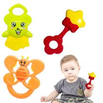 Kit Chocalho Mordedor Bebê Brinquedo Sensorial Infantil Kit Chocalho Mordedor Bebê Brinquedo Sensorial Infantil