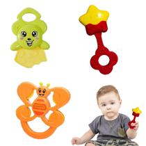 Kit Chocalho Mordedor Bebê Brinquedo Sensorial Infantil