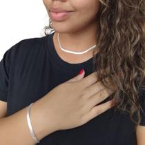 Kit chocker e pulseira laminada banhado a prata 925 presente Kit chocker e pulseira laminada banhado a prata 925 presente