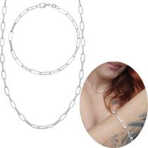 Kit Chocker e Pulseira prata 925 correntaria Larga banhada Kit Chocker e Pulseira prata 925 correntaria Larga banhada