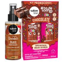 Kit Chocolate Shampoo + Cond + Óleo Cabelo Corpo Salon Line