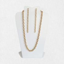 Kit Choker Folheado Ouro + Brinco Folheado Ouro - Semijoias Kit Choker Folheado Ouro + Brinco Folheado Ouro - Semijoias