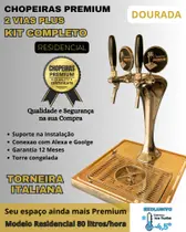 kit Chopeira Naja Plus Dourada 2 Torneiras Italiana Resid 80Litros/h