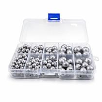 Kit Chumbada Bola para Pesca 60un com Estojo Organizador Caixa Divisória Pesqueiro Rio Lago