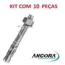 Kit Chumbador PBA 1/2 x 2.3/4 com Porca e Arruela Ancora 10 Peças