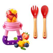 Kit Chupeta Alimentadora Talher Silicone Termossensível Introdução Alimentar Porta Frutas Kit Chupeta Alimentadora Talher Silicone Termossensível Introdução Alimentar Porta Frutas