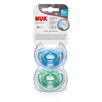 Kit chupeta fase 2 acima de 6 meses sensitive soft nuk 100 silicone boy 2un orto Kit chupeta fase 2 acima de 6 meses sensitive soft nuk 100 silicone boy 2un orto