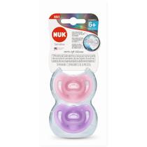 Kit chupeta fase 2 sensitive soft nuk 100% silicone girl c/2