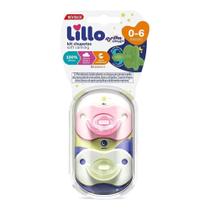 Kit Chupeta Lillo Calming Soft Night Tamanho 1 Brilha no Escuro