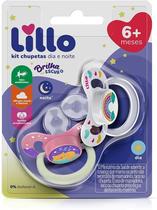 Kit Chupeta Lillo Fase 2 Silicone Orto Funny Dia e Noite Rosa Kit Chupeta Lillo Fase 2 Silicone Orto Funny Dia e Noite Rosa