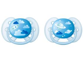 Kit Chupeta Silicone Simétrico Philips - Avent Ultra Soft Azul 06 Meses 2 Unidades Kit Chupeta Silicone Simétrico Philips - Avent Ultra Soft Azul 06 Meses 2 Unidades