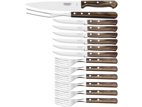 Kit chur 14 pcs polywood castanho sortidos com laminas de aco inox e cabos de madeira tramontina Kit chur 14 pcs polywood castanho sortidos com laminas de aco inox e cabos de madeira tramontina