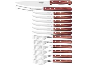 Kit chur 14 pcs polywood vermelho sortidos com laminas de aco inox e cabos de madeira tramontina