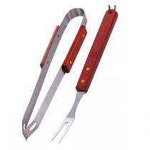 Kit Churrasco 2 Pçs Aço Inox E Madeira 34cm X 6,5cm X 2,6cm - Clink Kit Churrasco 2 Pçs Aço Inox E Madeira 34cm X 6,5cm X 2,6cm - Clink